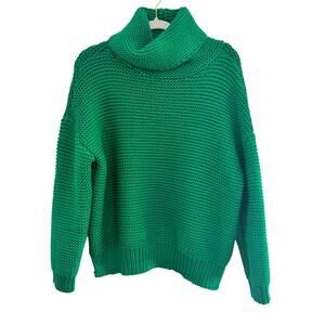 BLUSHING HEART Women's size M/L Green Chunky Heavy Knit Turtleneck Sweater